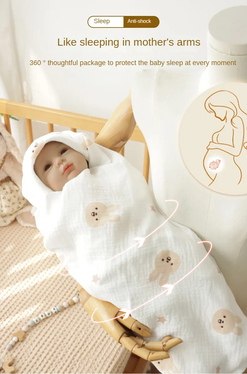 Manta de algodón suave para bebé, diseño infantil y uso en cuatro estaciones
