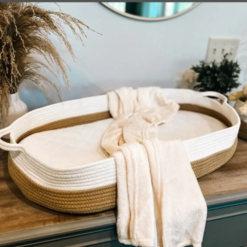Cesta Moisés para bebé con cuerda de algodón y almohadilla