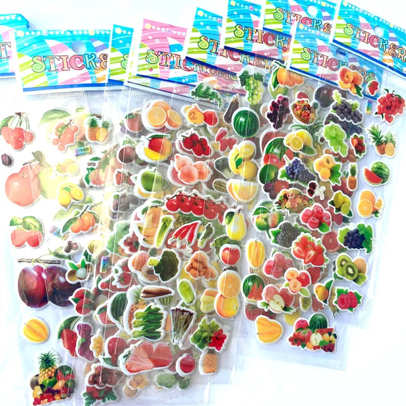 Pegatinas impermeables de frutas y verduras para niños – divertidas