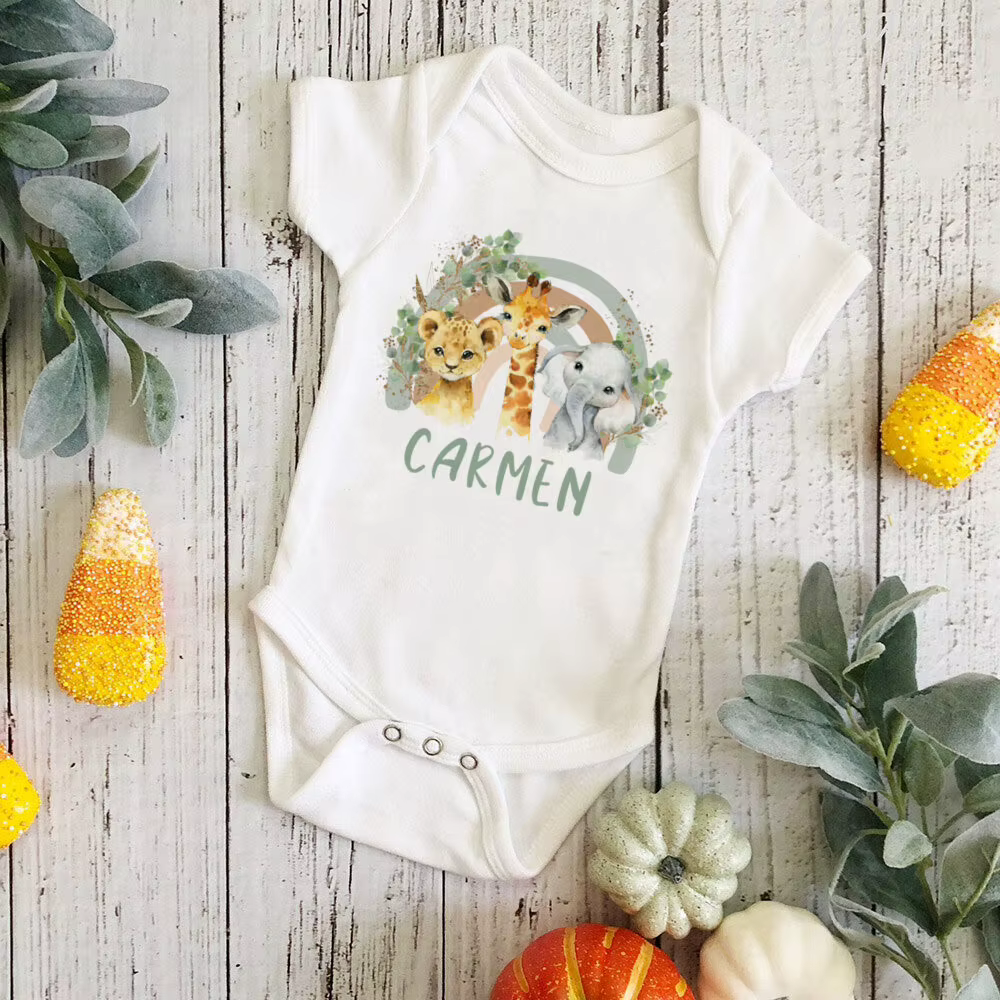 Body personalizado con nombre para bebé arcoíris - Mameluco único - imagen 2