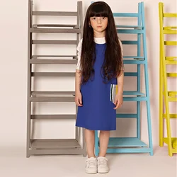 Vestido de niña a rayas con bolsillo - Algodón vaquero para verano