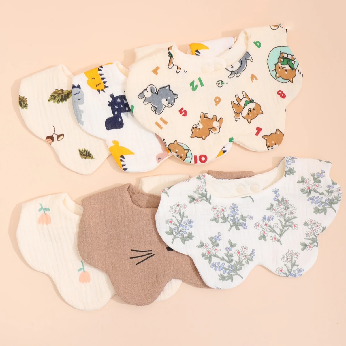 Conjunto completo de 3 baberos de gasa para bebé