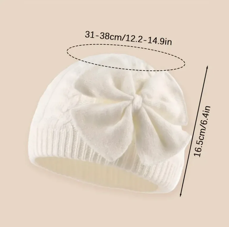 Gorro de punto para bebé con orejeras y lazo