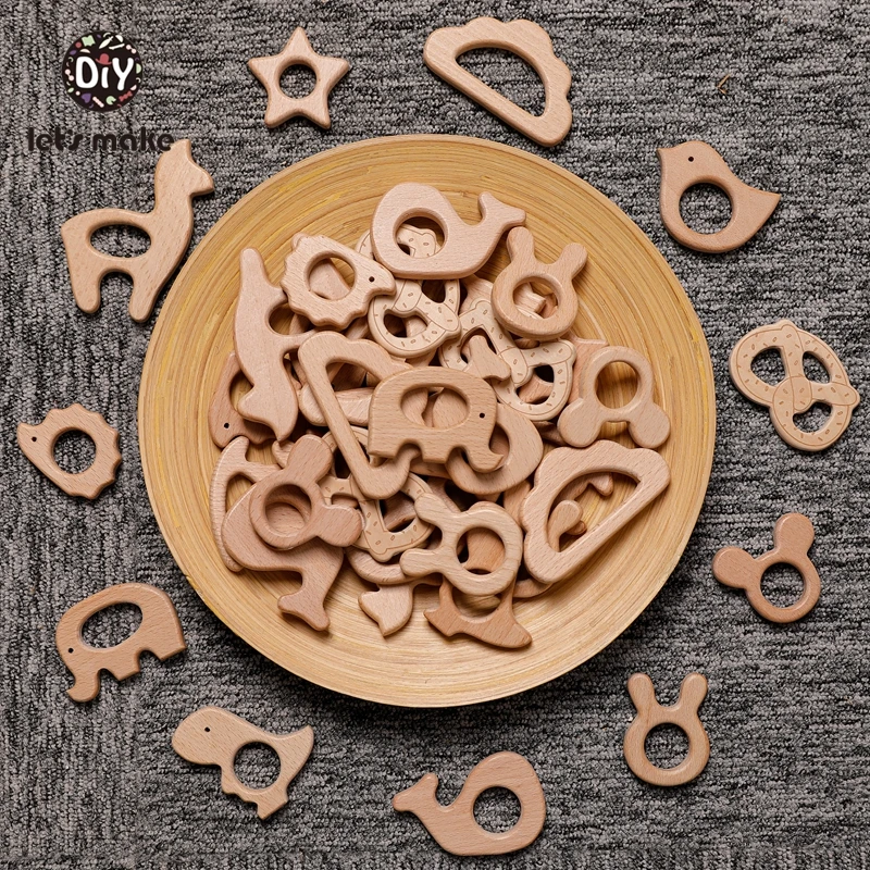 Mordedor colgante de haya natural sin BPA para bebé – Forma erizo - imagen 3