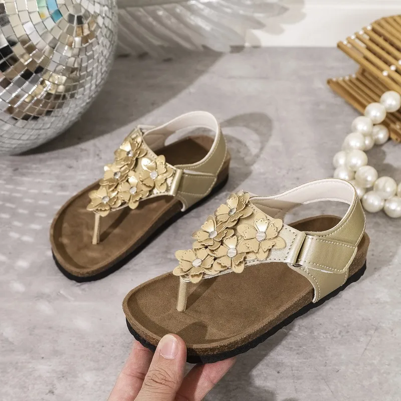 Sandalias planas antideslizantes para niñas de verano, cómodas