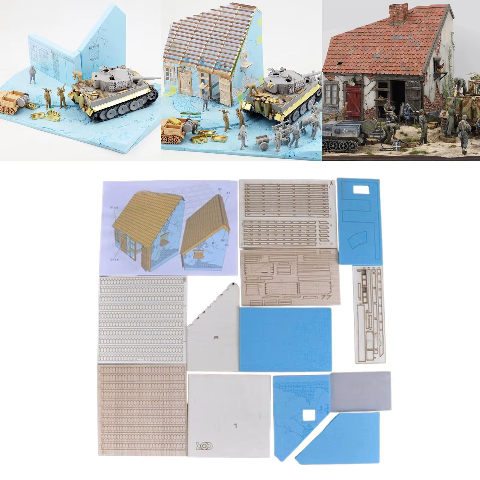 Maqueta de casa en madera estilo europeo para accesorios y escenas - imagen 4