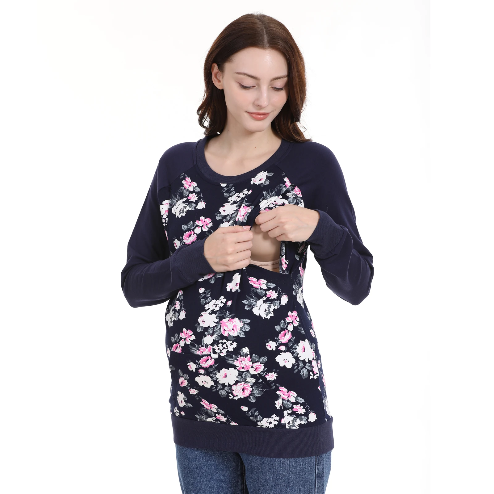 Sudadera de lactancia manga larga floral para otoño e invierno - imagen 4