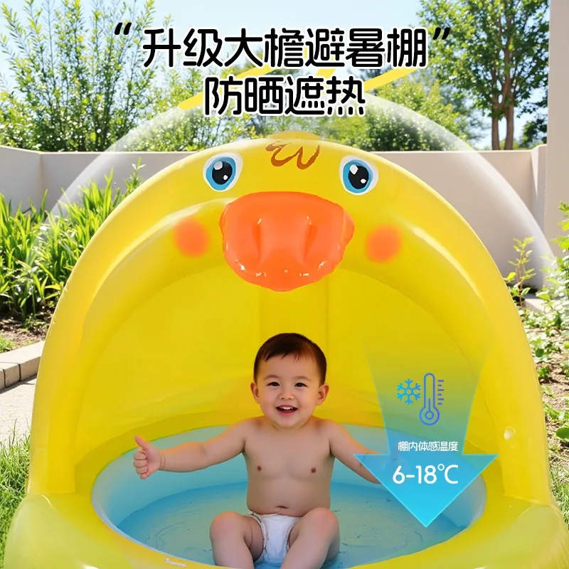 Piscina inflable de pato amarillo para baño de bebé en casa - imagen 2