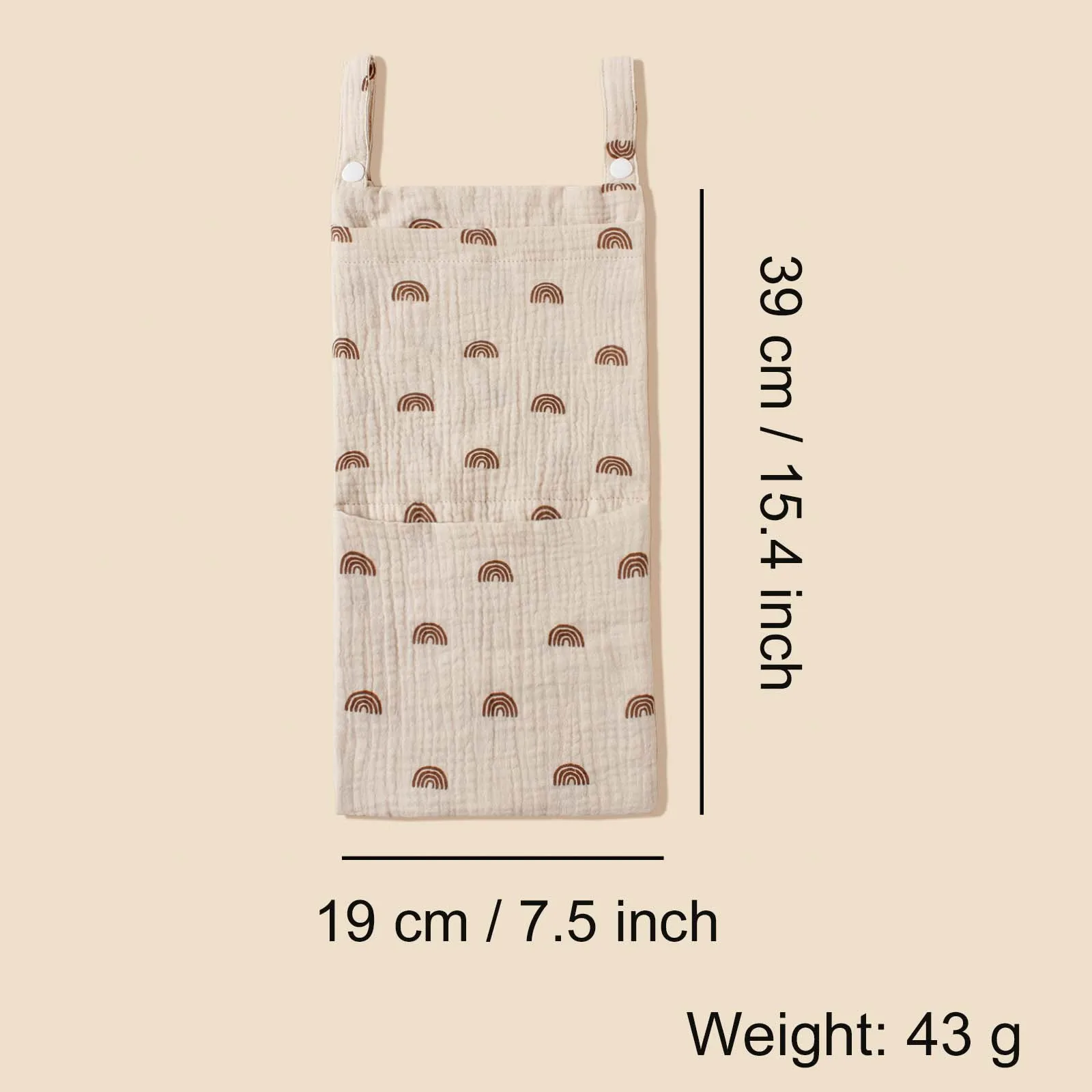 Bolsa para cuna de algodón con dos bolsillos para pañales y juguetes - imagen 3