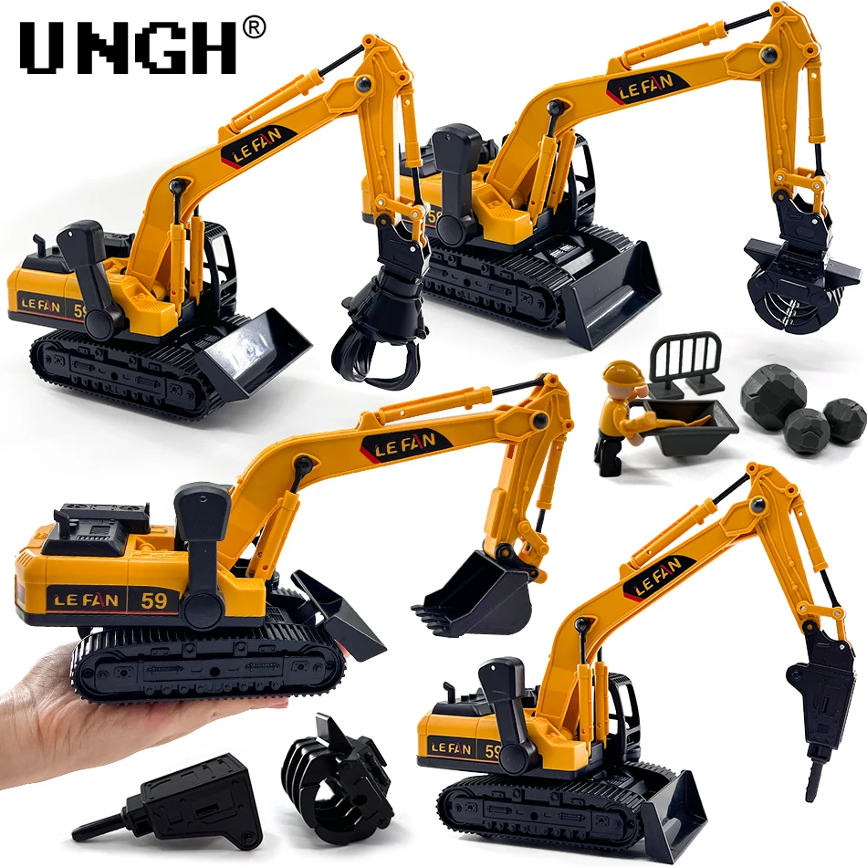 UNGH Camión de Juguete con Grúa y Excavadora – Vehículo de Ingeniería para Niños - imagen 5