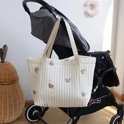 Bolsa de pañales bordada en algodón portátil para bebé