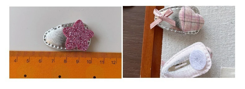 Detalle de diseño de estrella y cuadros en pinzas pequeñas