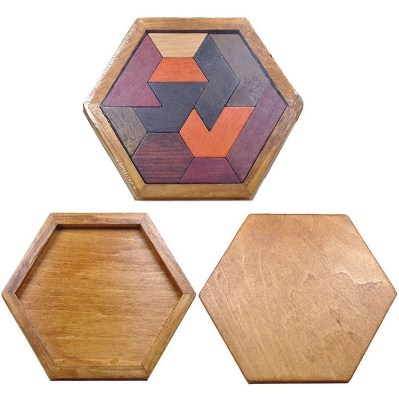 Rompecabezas Montessori de madera geométrico tipo tangram para niños