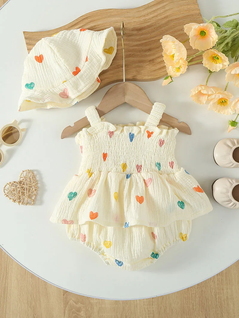 Mono bebé con gorro romántico y transpirable para niña