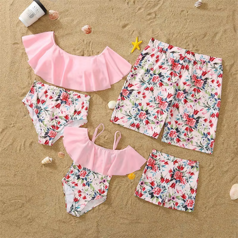 Traje de baño familiar a juego para papá e hijo, mamá e hija - imagen 3