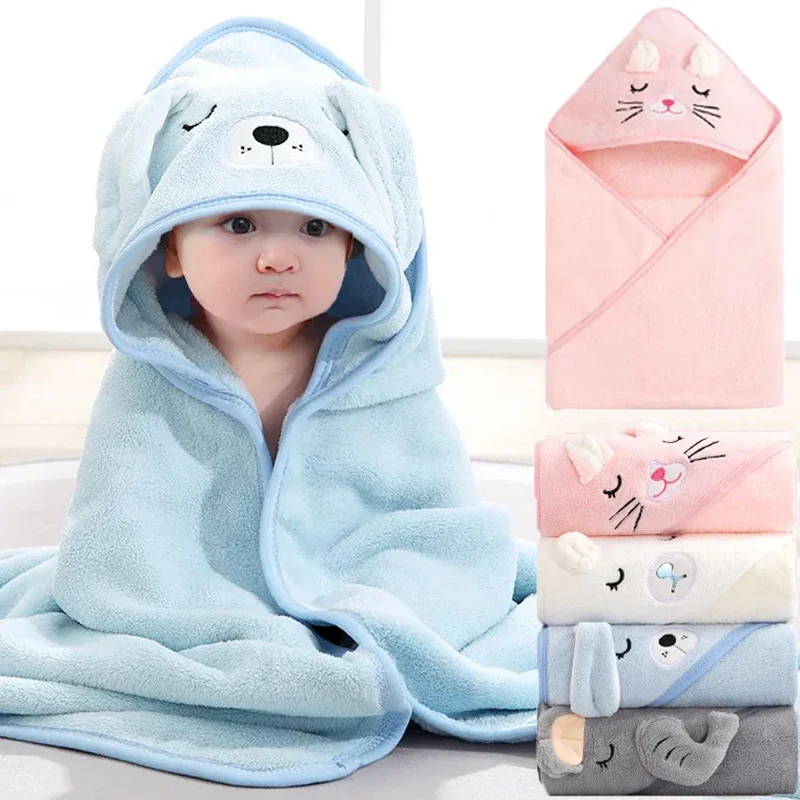 Toalla con capucha para bebé – Manta suave de algodón con animales - imagen 2