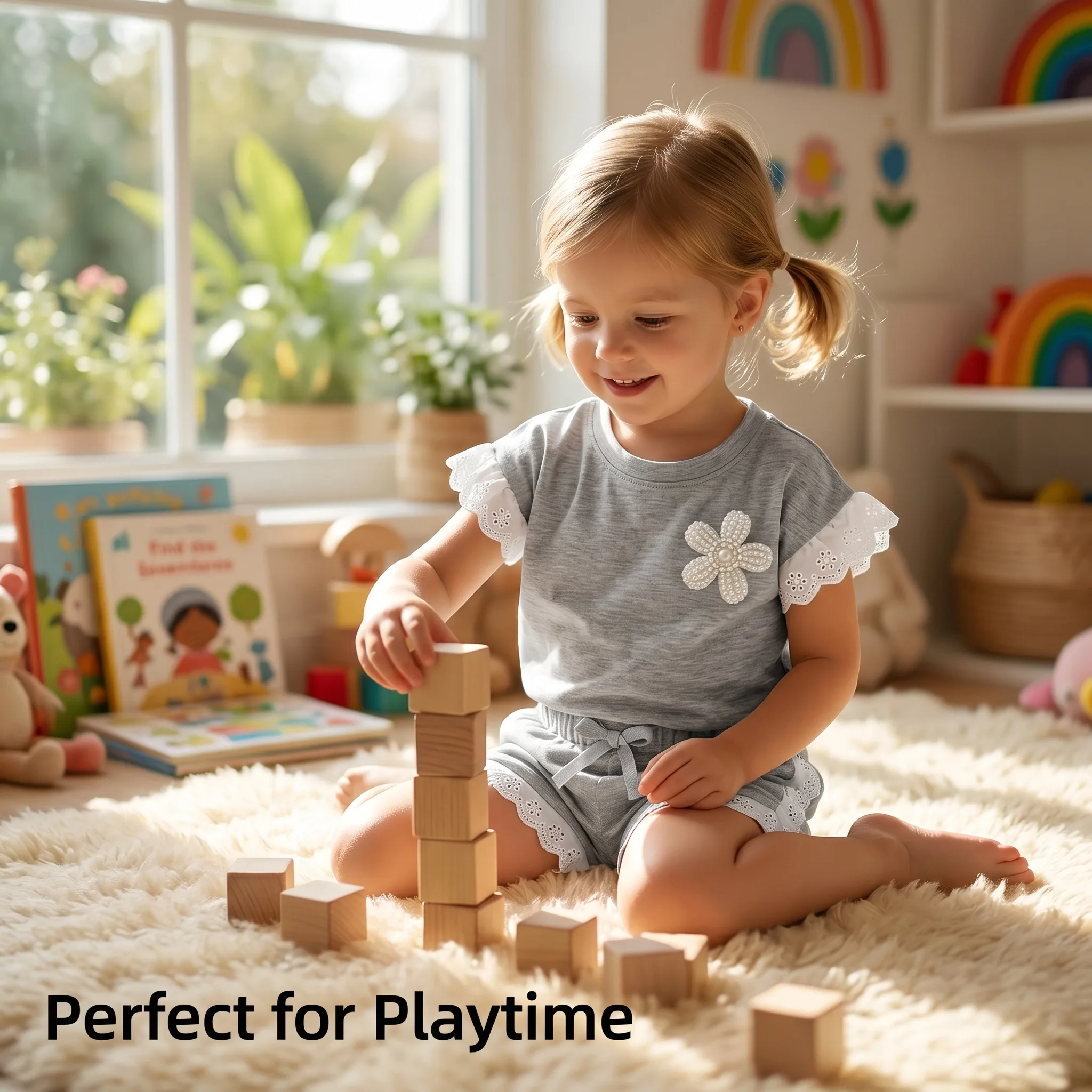 Conjunto de verano infantil con pantalón corto y carita sonriente - imagen 2