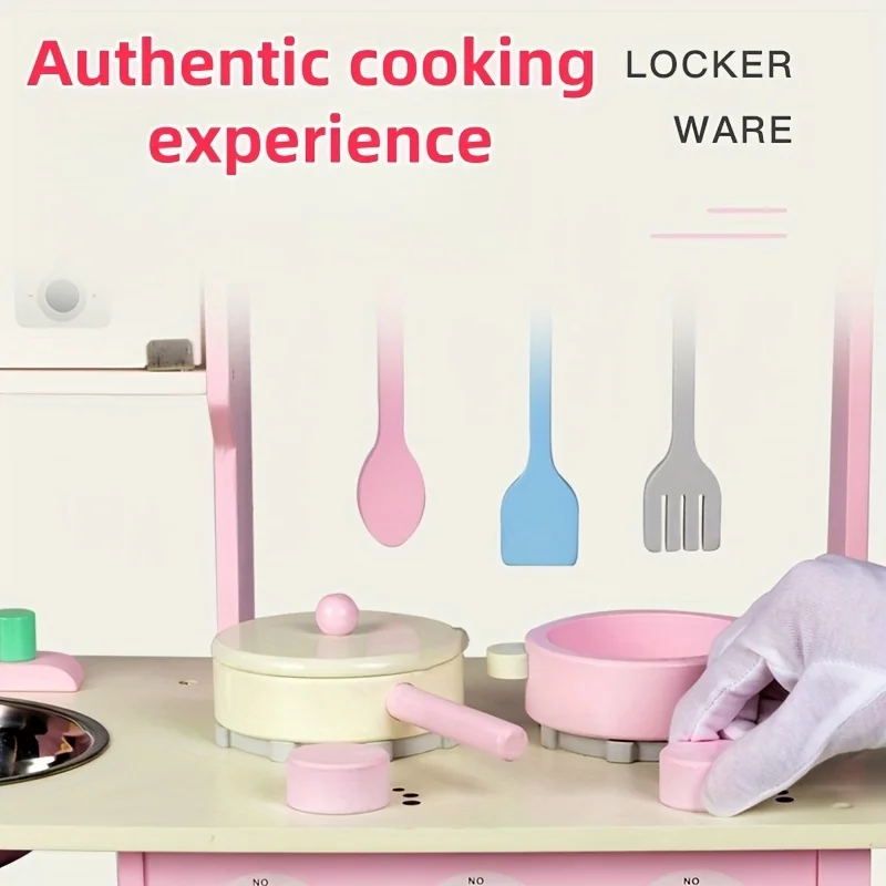 Cocina de juguete de madera Montessori con accesorios y fregadero - imagen 2