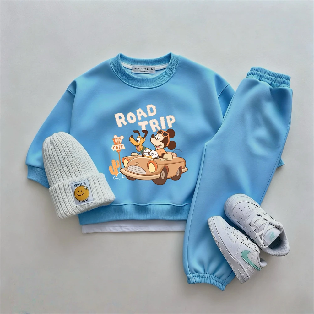 Conjunto bebé azul sudadera con dibujos y pantalón suelto - imagen 5