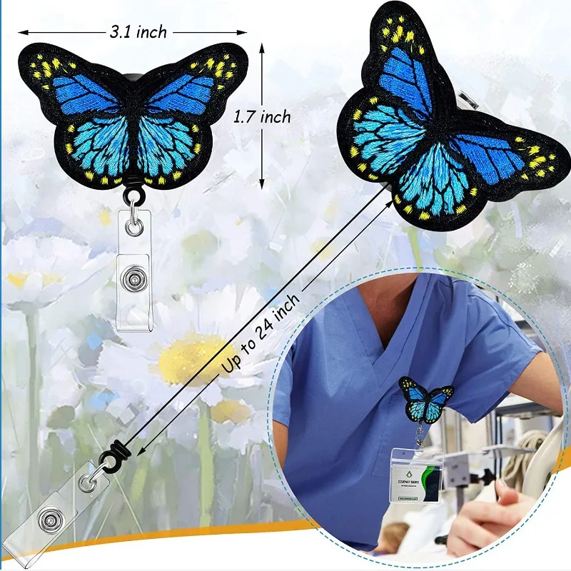 Porta tarjetas retráctil con cordón y mariposa para identificación - imagen 2