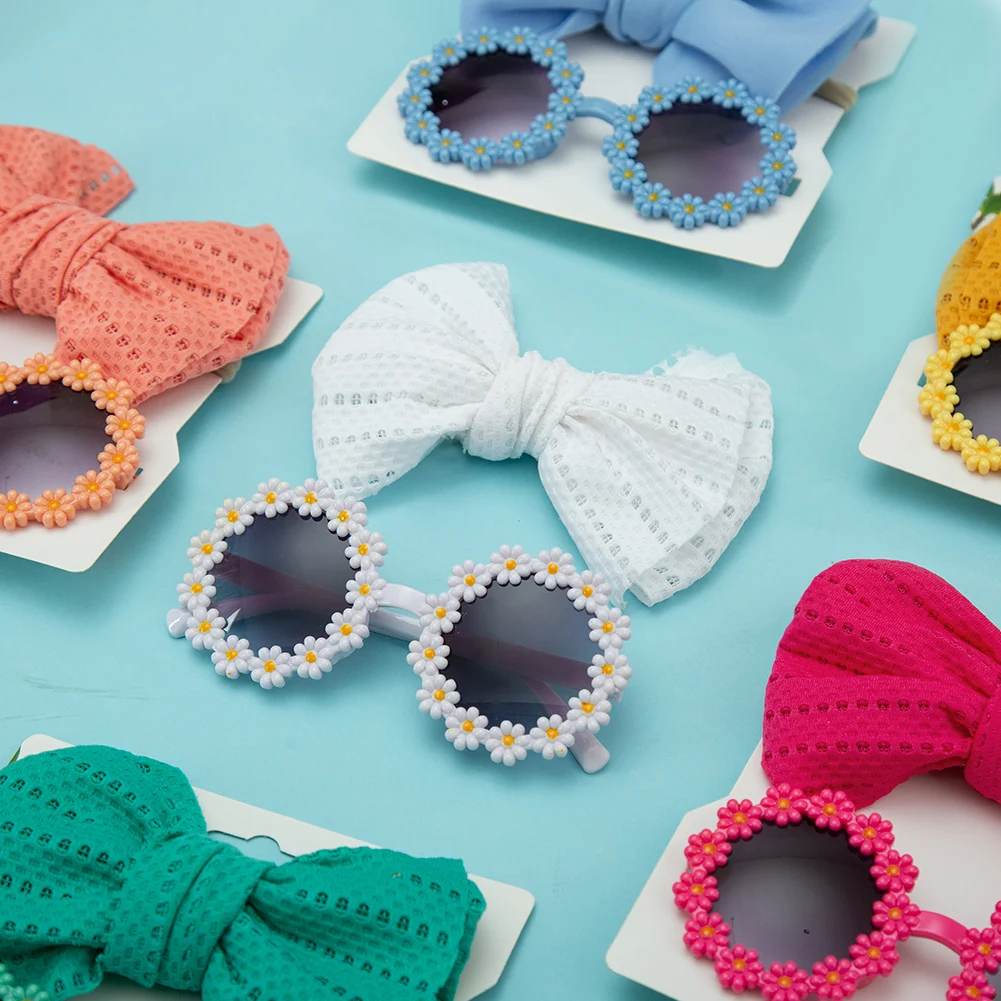 Margarita gafas de sol bebé con diadema lazo y bandas elásticas - imagen 3
