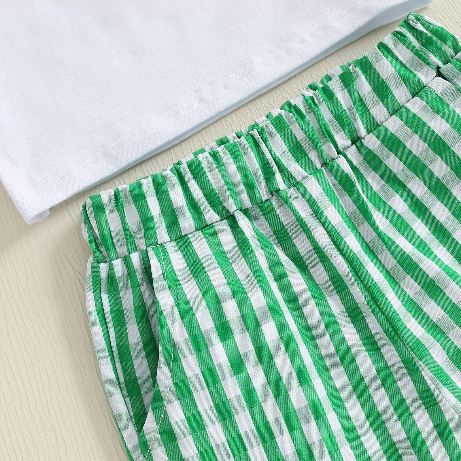 Tregren Conjunto bebé camiseta bordado calabaza y pantalón cuadros - imagen 3