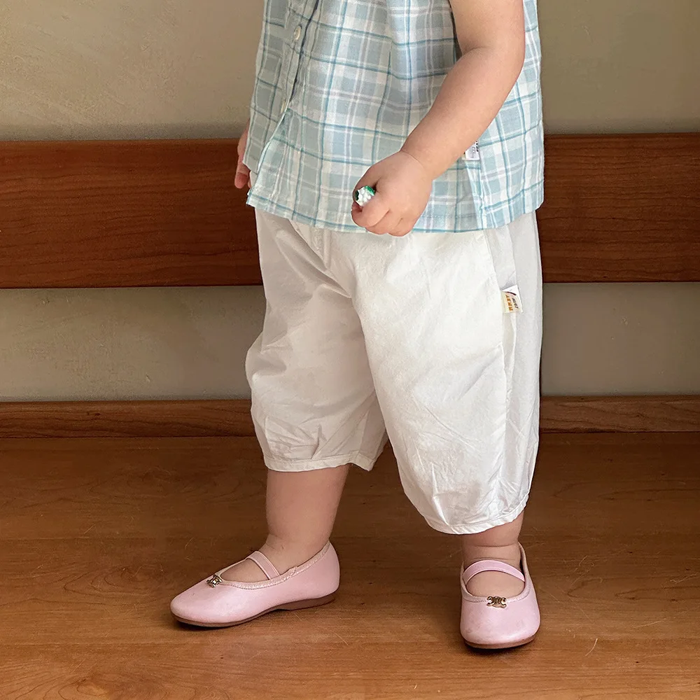 Pantalones capri de algodón fino para niñas – holgados y lisos - imagen 2
