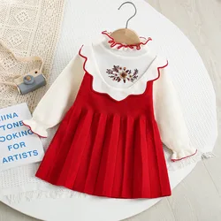 Vestido de punto bordado con flores para niña MILANCEL - Otoño