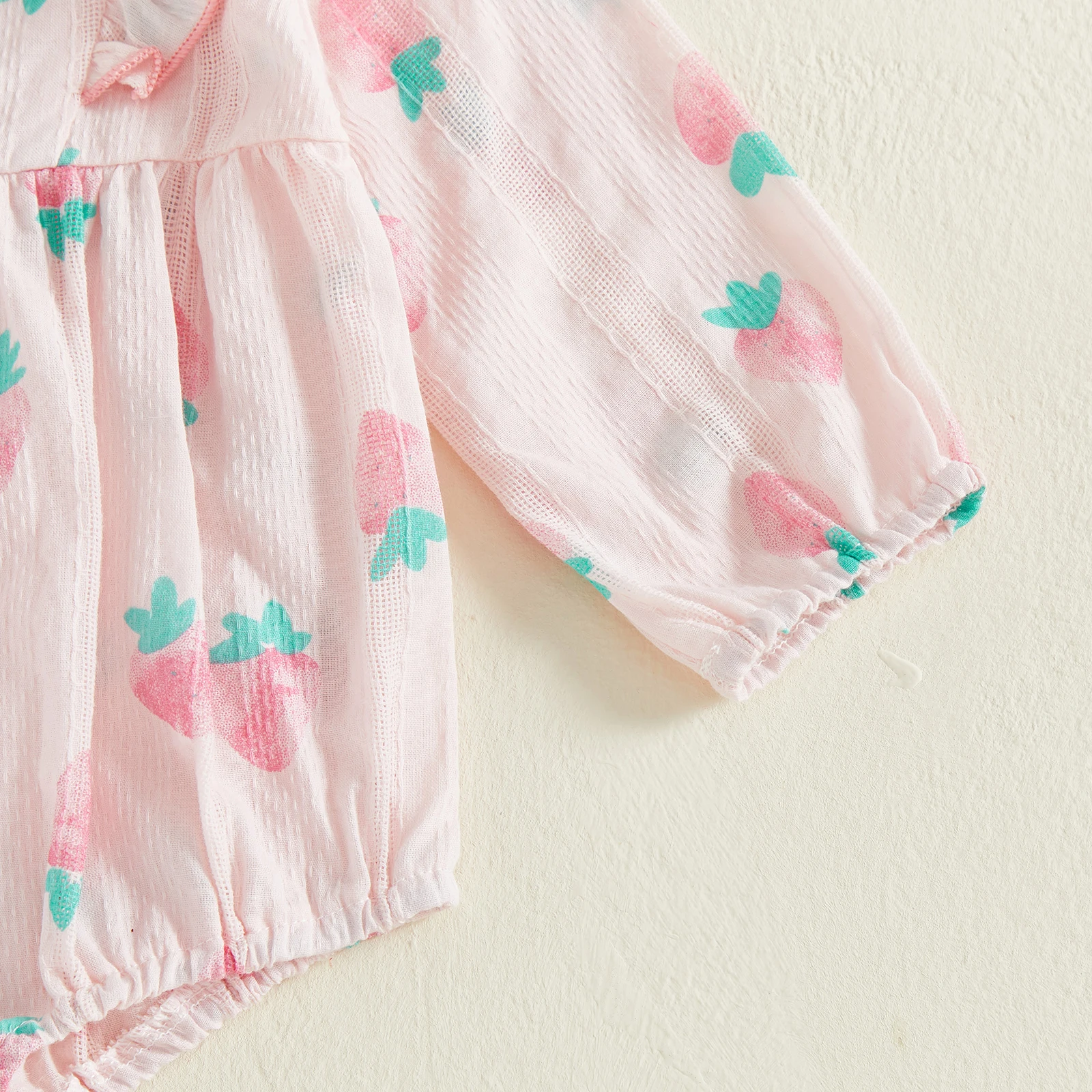 Tregren Pelele para niñas estampado fresa – Volantes y manga larga - imagen 4
