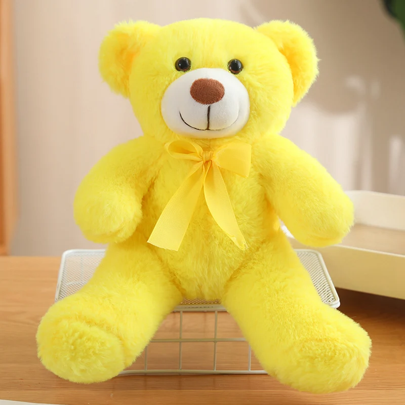 Almohada de peluche de oso pequeño Kawaii con lazo encantador - imagen 2