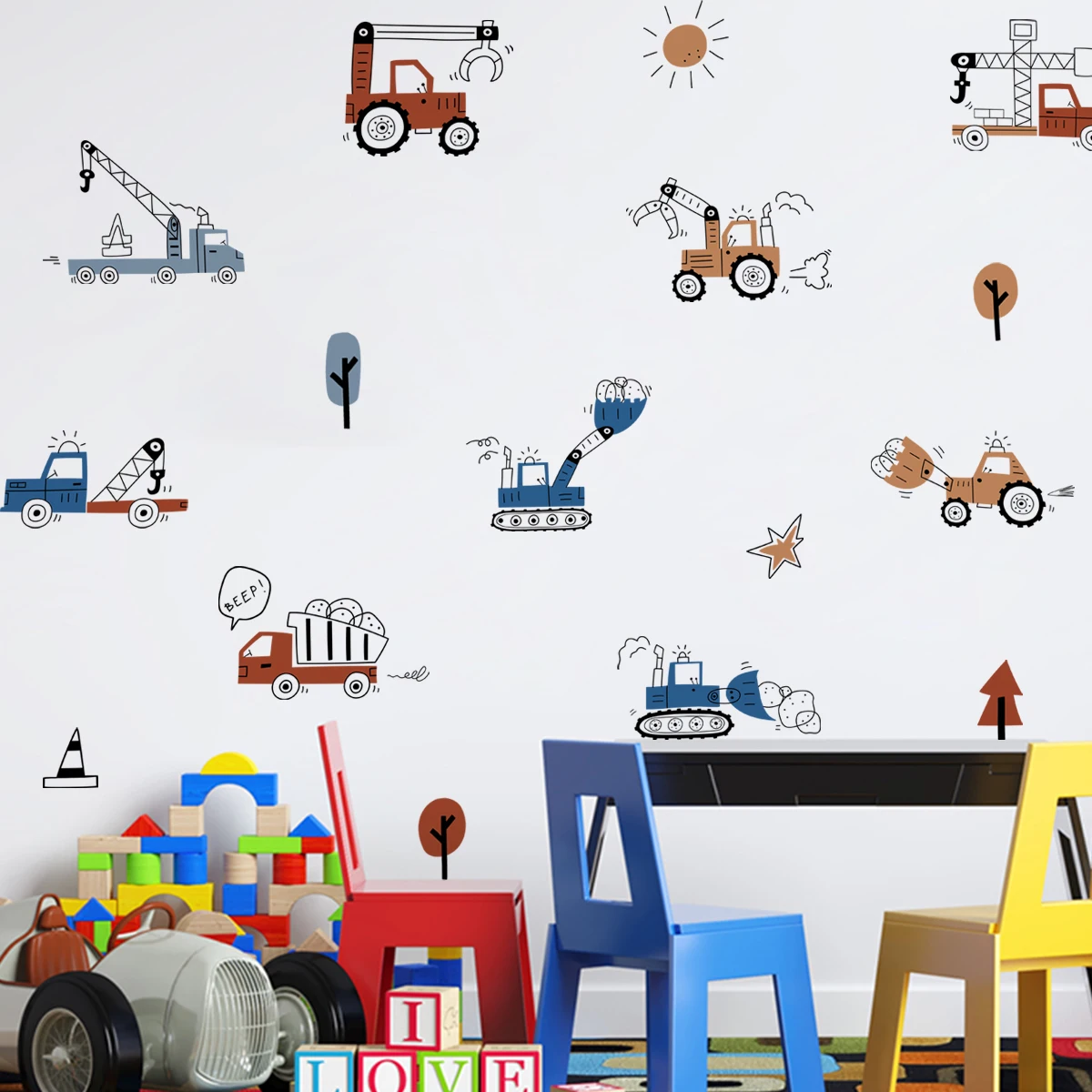 Pegatinas pared autobús acuarela infantil para habitación - imagen 4