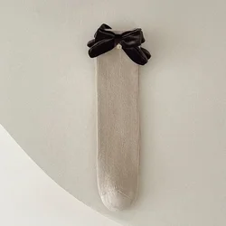 Calcetines altos con lazo de princesa - Algodón suave para niña, retro