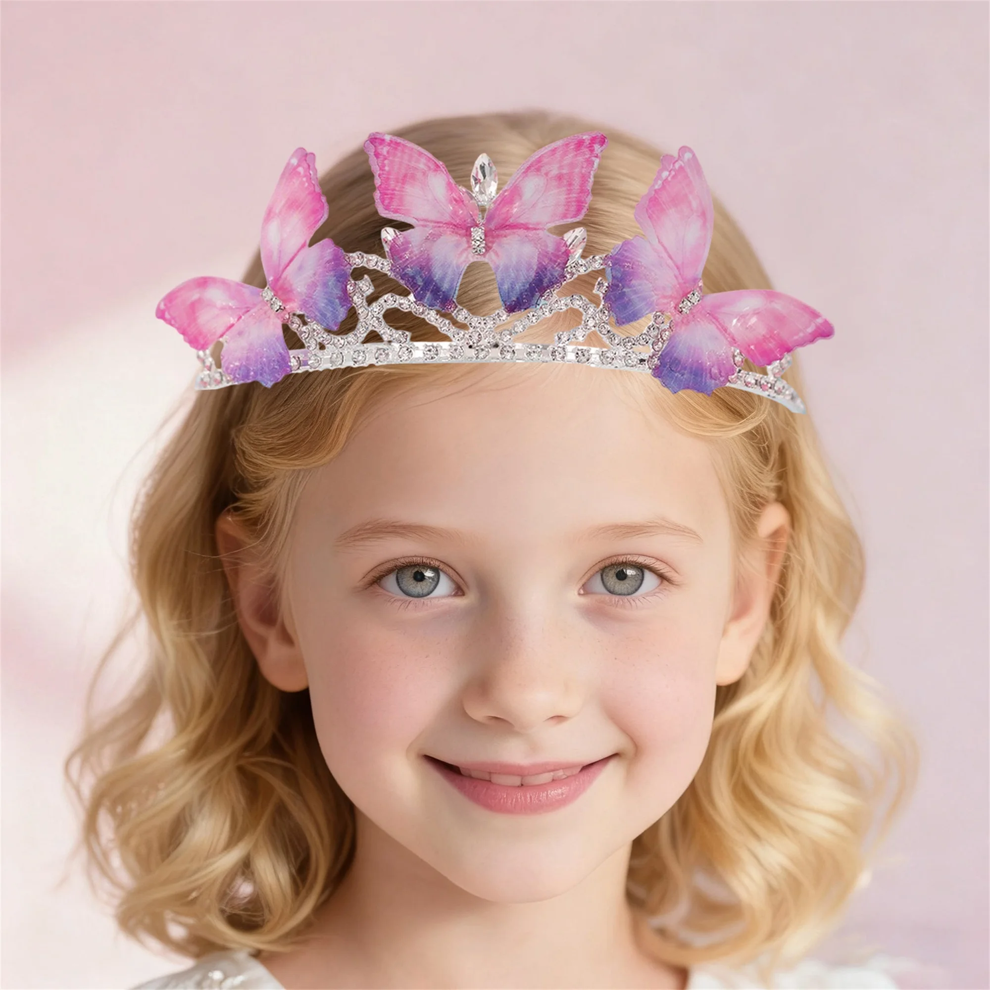 Aro de pelo mariposa plateado con brillo