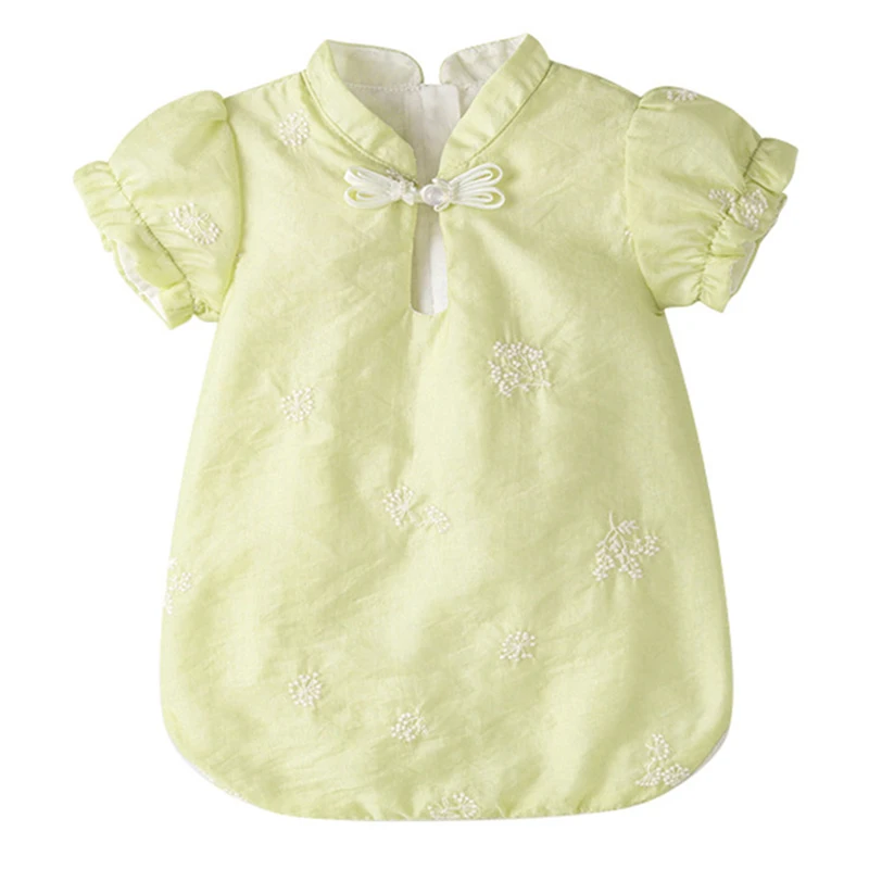 Vestido de bebé de flores con bordado y manga corta estilo princesa