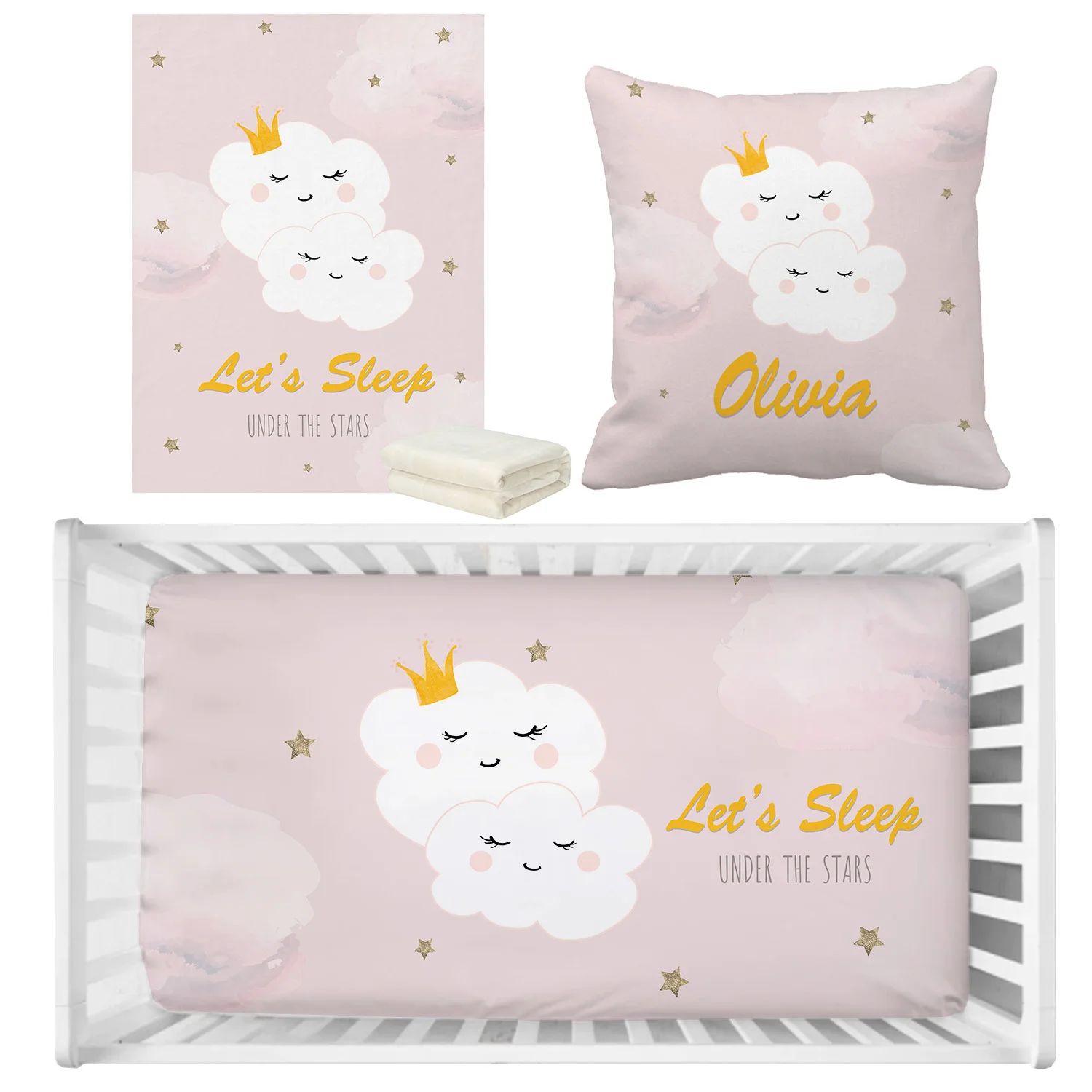 LVYZIHO juego de cama para cuna niña personalizado con nombre - imagen 5