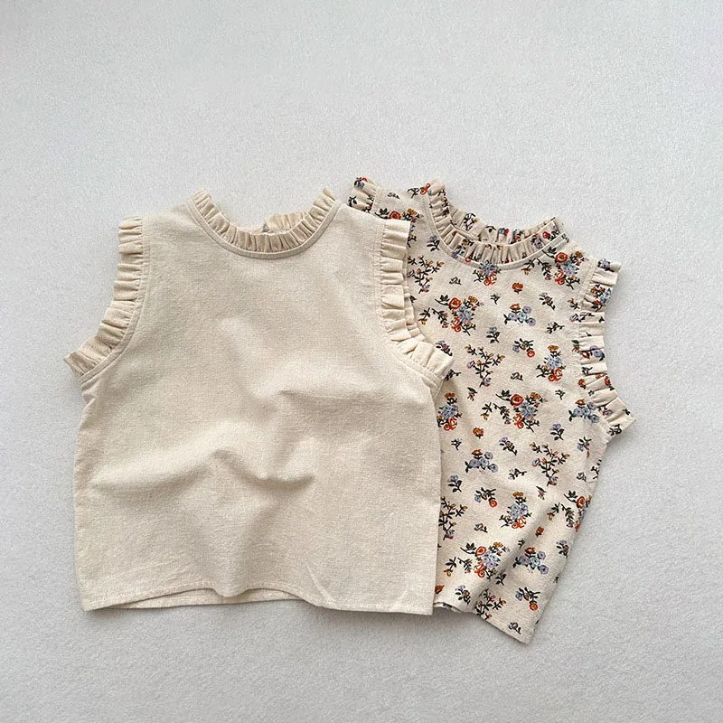Chaleco floral sin mangas para niños y niñas 1-6T Verano 2024 - imagen 3