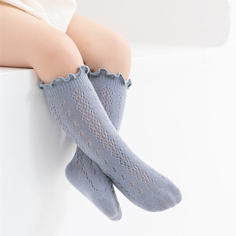 Calcetines veraniegos para niñas rodilla alta de encaje y algodón - imagen 3
