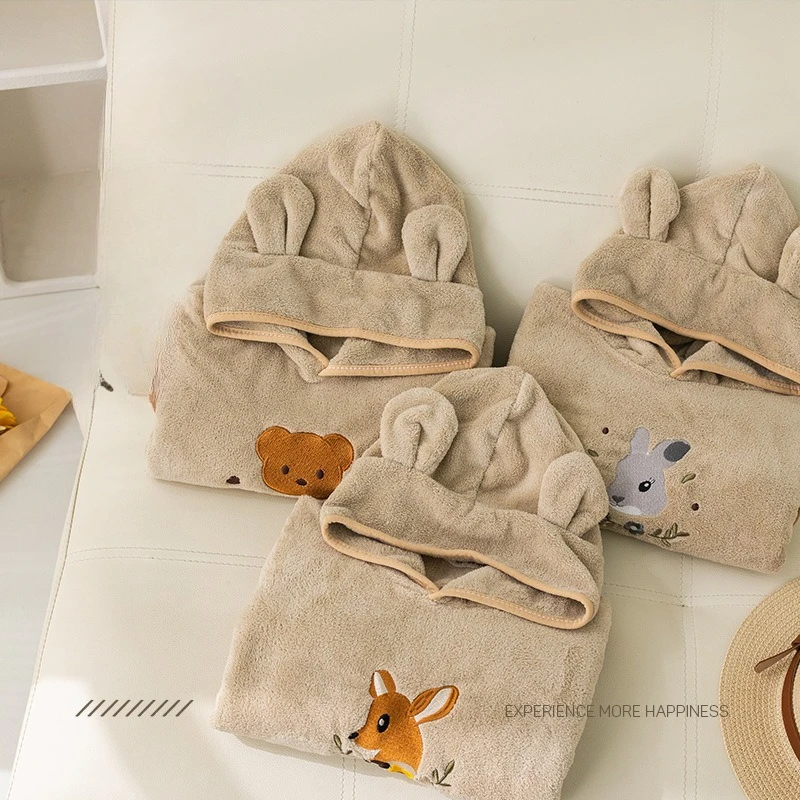 Albornoz con capucha de lana súper suave con dibujos para niño - imagen 4