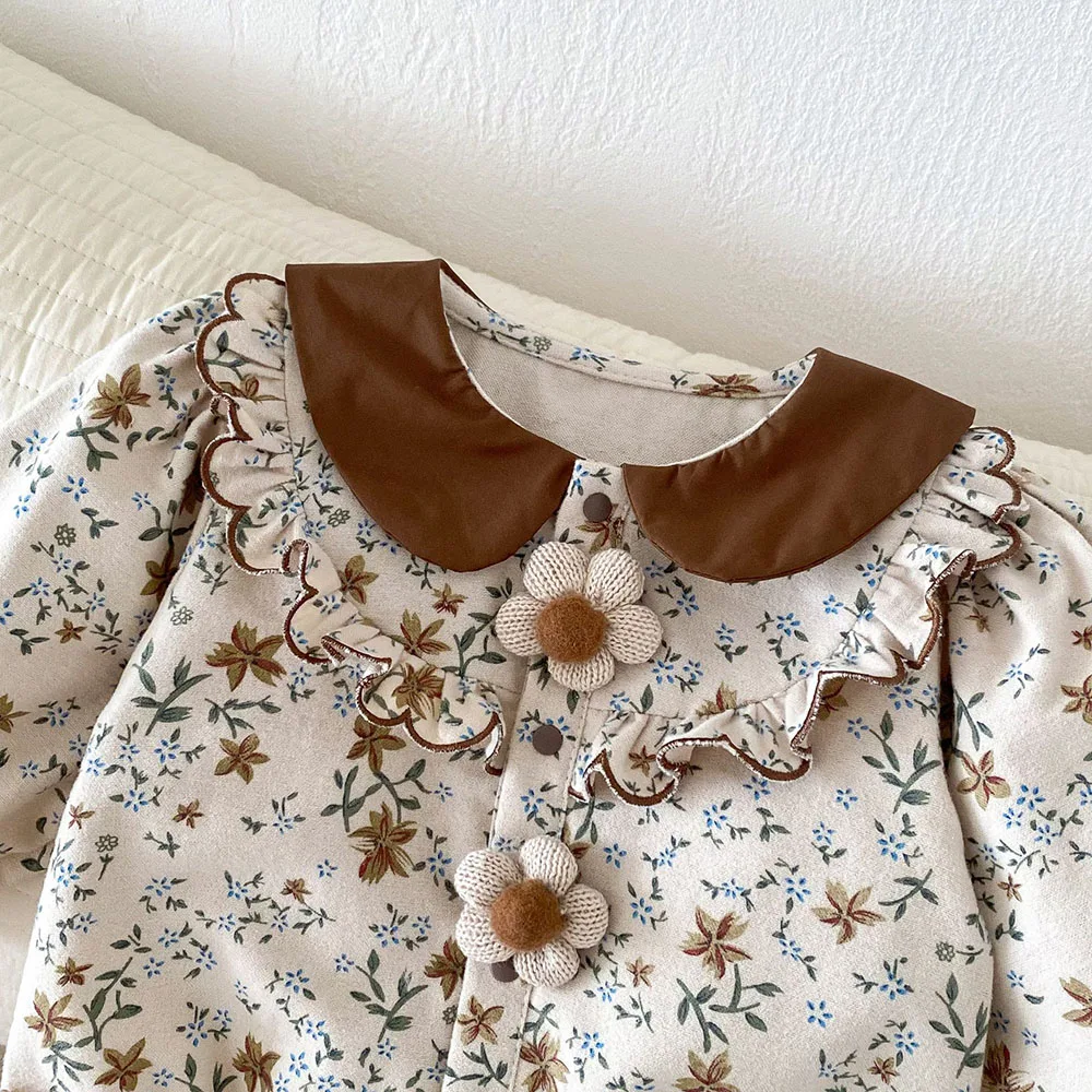 Body bebé de una pieza con estampado floral estilo retro primavera - imagen 2