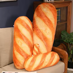 Almohada de peluche en forma pan francés – Decorativa y suave