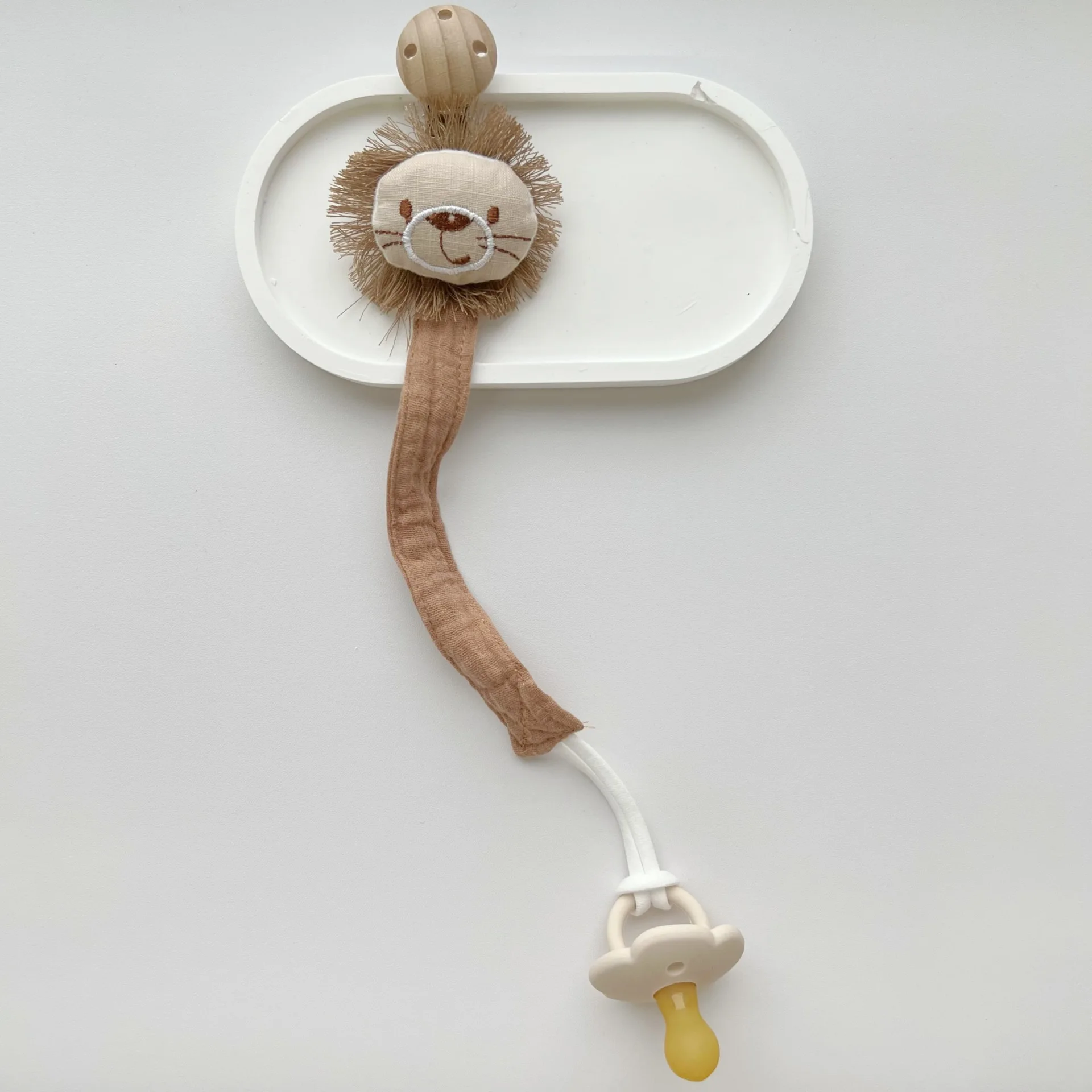 Cadena de chupete de tela con animales y cuerda antipérdida - imagen 3