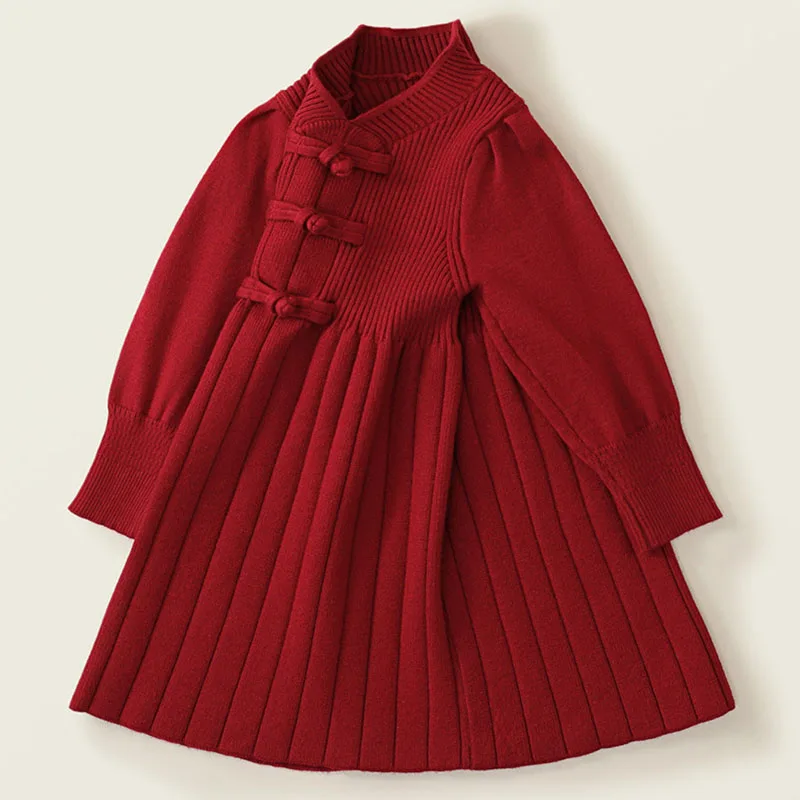 Vestido infantil rojo con manga larga - estilo princesa para nina - imagen 4