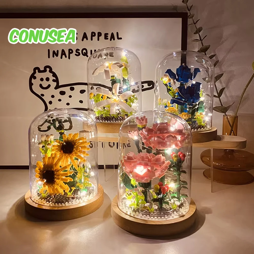 Bloques de construcción LED con flores eternas, bonsái decorativo - imagen 4