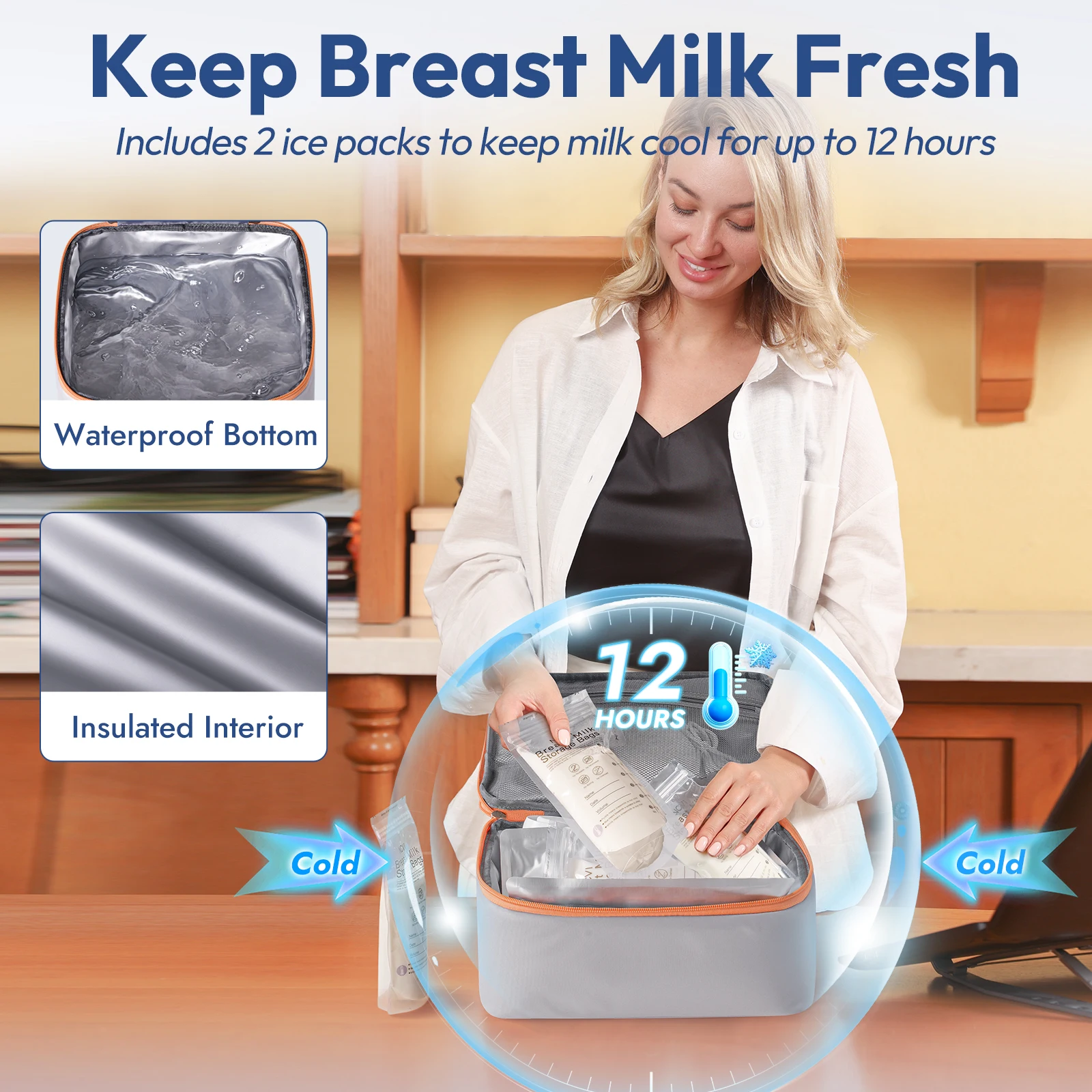 NCVI Mochila térmica portátil para leche materna – Aislada trabajo - imagen 3