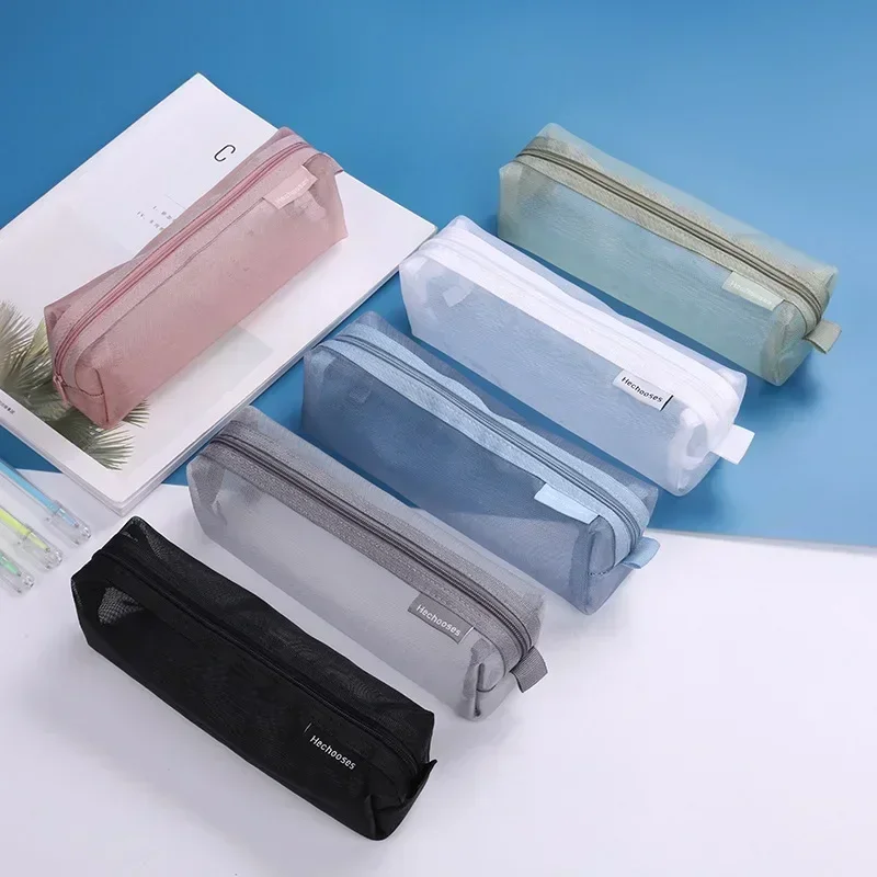 Estuche escolar transparente de nylon para lápices unisex