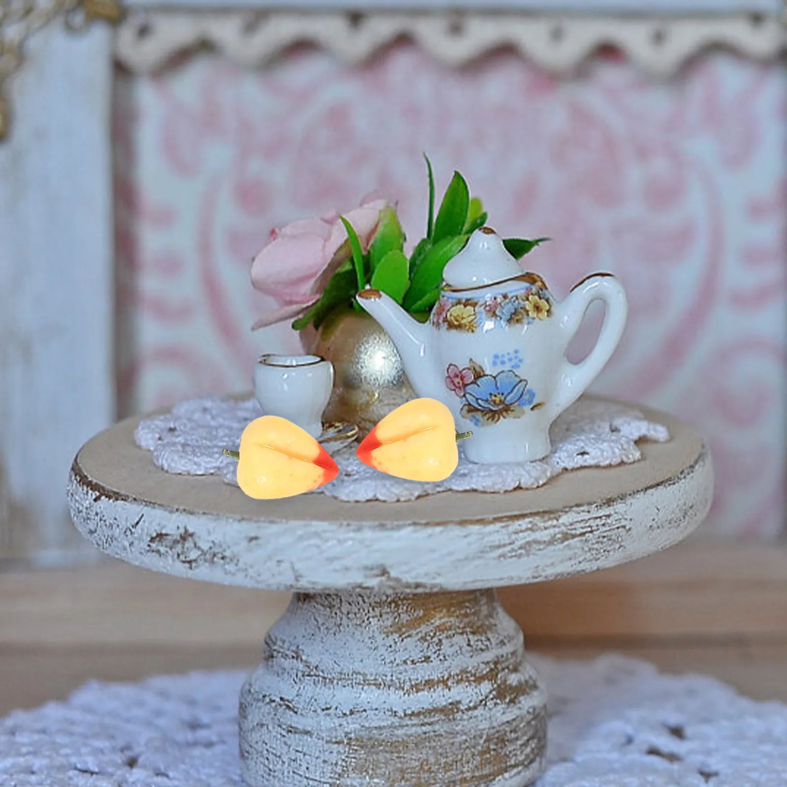 Comida en miniatura realista de duraznos para casa de muñecas - imagen 3
