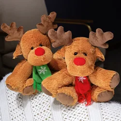 Peluche de reno con bufanda esponjoso para decoración navideña