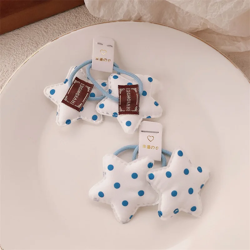 Coletero elástico con estrellas y puntos azules para niñas - imagen 3