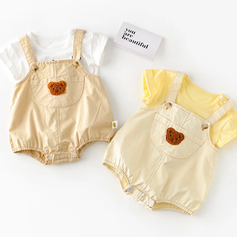 Pelele verano para bebés con bordado oso - Ligero y transpirable - imagen 2