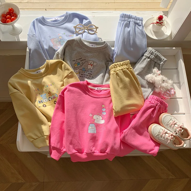 Chándal de otoño para niños y niñas con sudadera estampada